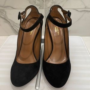 Aquazzura Black Suede Mary Jane Pumps